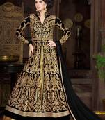 Black Net Embroidered Semi Stitched Salwar With Dupatta