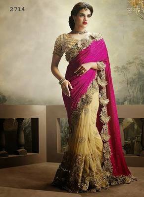 Multicolor embroidered georgette saree with blouse 1