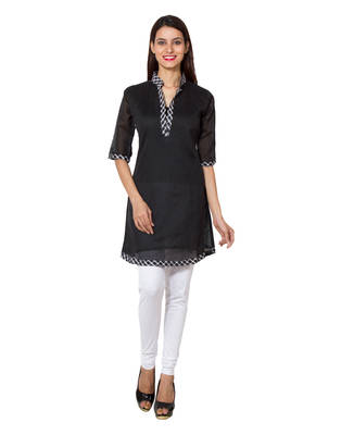Black cotton woven kurti 1