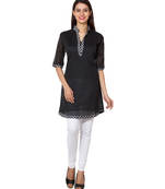 Black cotton woven kurti