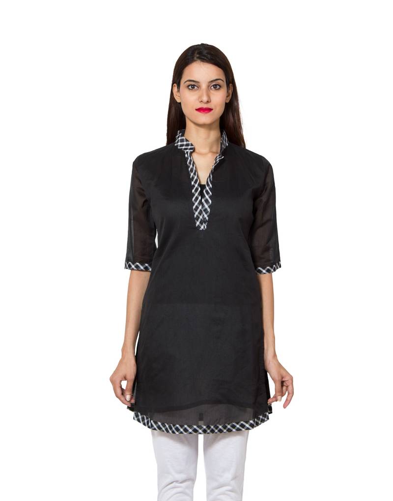 Black cotton woven kurti