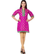 Rani pink cotton woven kurti