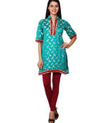 Sky blue cotton woven kurti