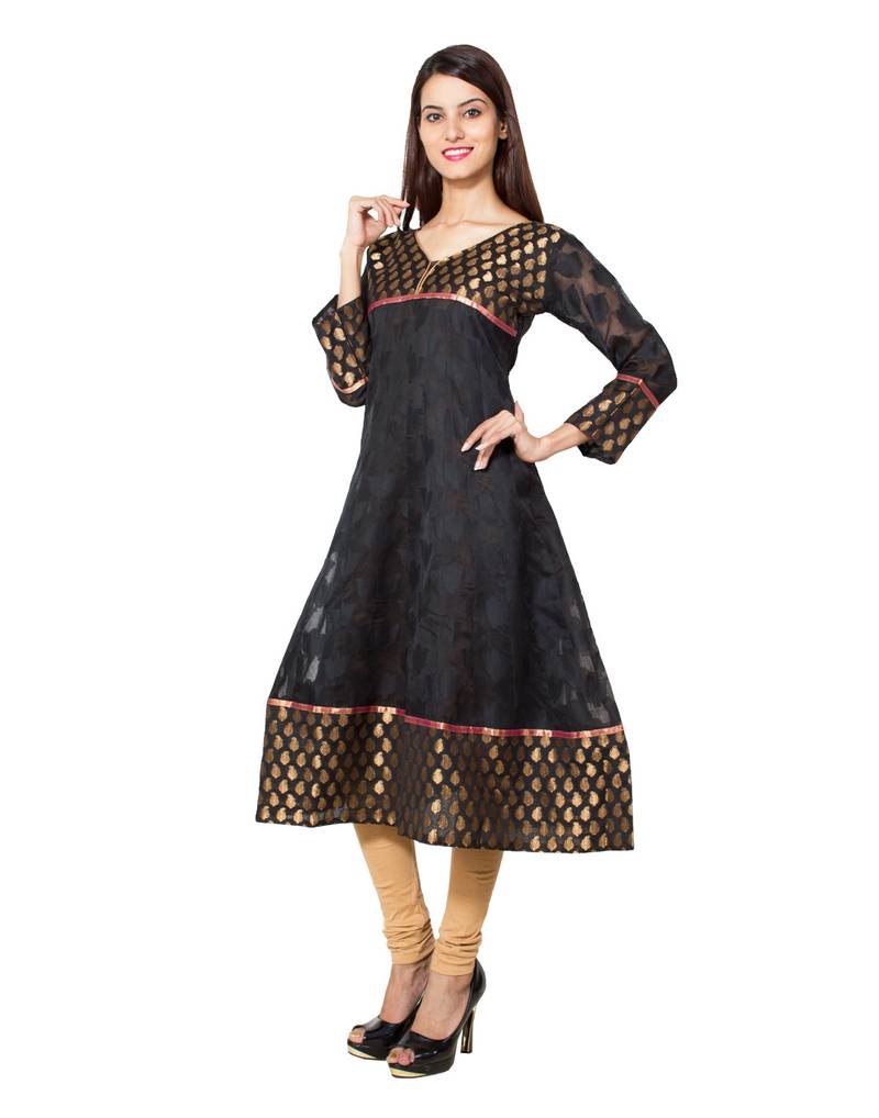 Black cotton woven kurti
