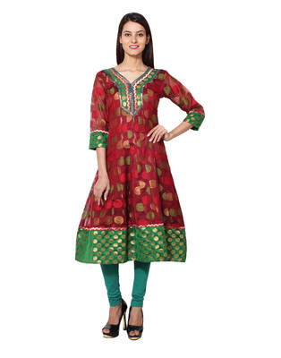 Maroon cotton woven kurti 1