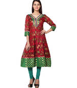Maroon cotton woven kurti