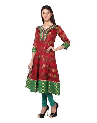 Maroon cotton woven kurti 2