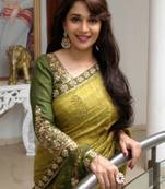 Green embroidered bhagalpuri saree with blouse