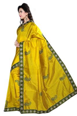 Green embroidered bhagalpuri saree with blouse 2