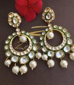 Green enamel polki chandbalis