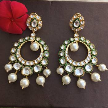 Green enamel polki chandbalis 2