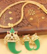 Beautiful Peacock Green Designer Necklace Set