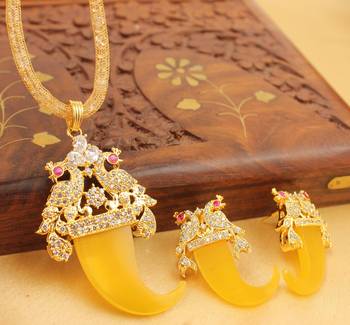 Beautiful Peacock Yellow Designer Necklace Set  1