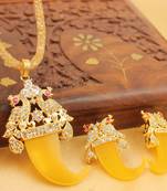 Beautiful Peacock Yellow Designer Necklace Set 