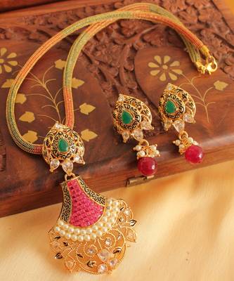 Beautiful Ruby Emerald Designer Necklace Set 1