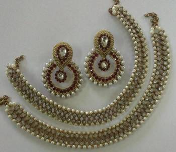 Designer  Red colour earings with Traditional Anklets 1