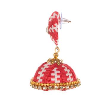 Thread Work Earrings With Designer Pattern And Stone Work 2