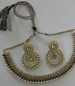 Designer Black colour Necklace set with Ethnic Pearl Earings