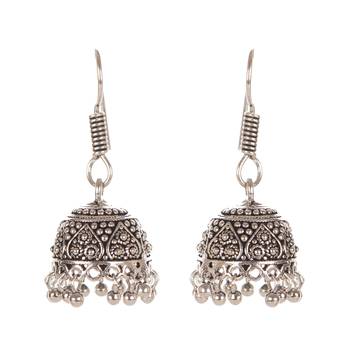 Dull Gold Look Fashion Earring With Carved Pattern And Beads 1