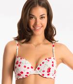 white cherry print t shirt push up bra