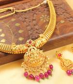 Gorgeous Ruby Bead Lakshmi Necklace Set