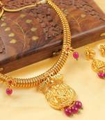 Gorgeous Ruby Bead Lakshmi Necklace Set