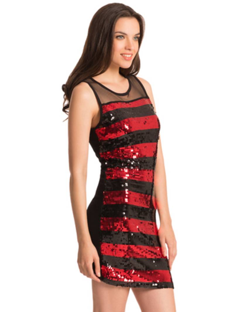 red and black bodycon dress Lace Trim Cut Out Strap Detail Mini Bodycon Dress In Black And Red Devore  Zebra Print | EGO US
