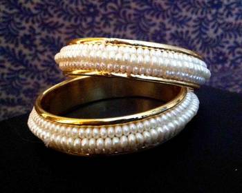 Pair of Pearl Bangles Festive Indian Kadas o30 1