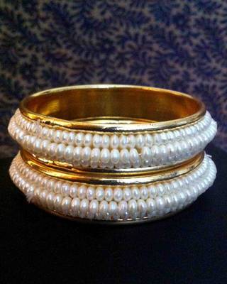 Pair of Pearl Bangles Festive Indian Kadas o30 2