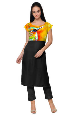 Black Faux Crepe printed stitched kurti 1