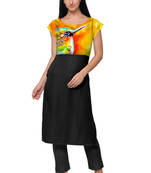 Black Faux Crepe printed stitched kurti