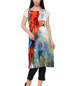 White Faux Crepe printed stitched kurti