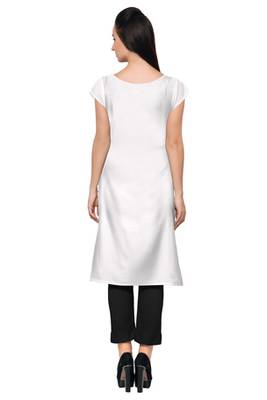 White Faux Crepe printed stitched kurti 3
