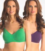 PrettySecrets Grass Green & Purple Snug Tee Wireless Bra