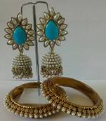 Aashiqui 2 Earings with Pearl Bangles