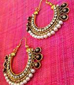 Very festive ethnic meenakari hoop bali pearl polki earring c1w