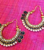 Very festive ethnic meenakari blue hoop bali pearl polki earring c1b