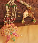 Unique 1 Gram Gold Design Replica Ruby Emerald Necklace Set