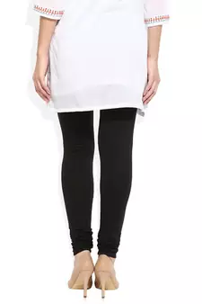 Black cotton lycra stitched leggings