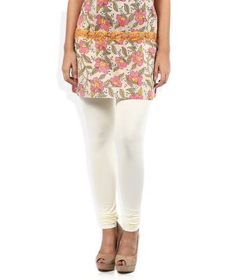 White cotton lycra stitched leggings 1