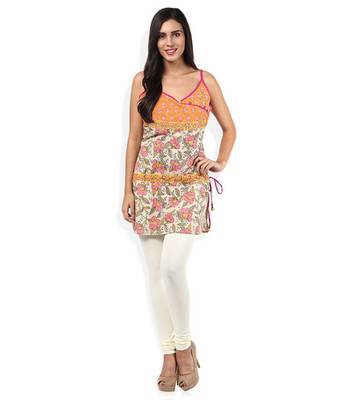 White cotton lycra stitched leggings 2