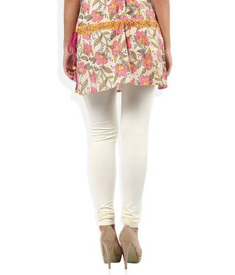 White cotton lycra stitched leggings 4