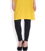 Black cotton lycra stitched leggings