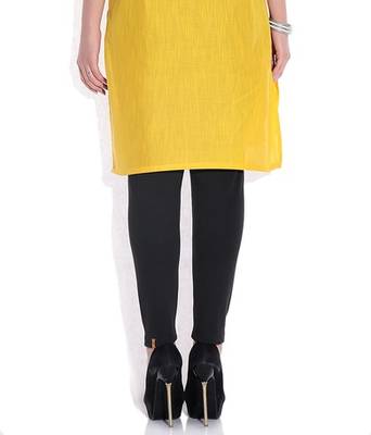 Black cotton lycra stitched leggings 4