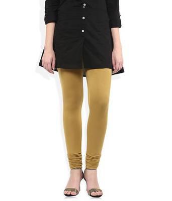 Brown cotton lycra stitched leggings 1