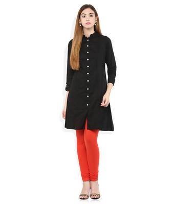 Red cotton lycra stitched leggings 2