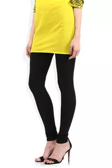 Black cotton lycra stitched leggings