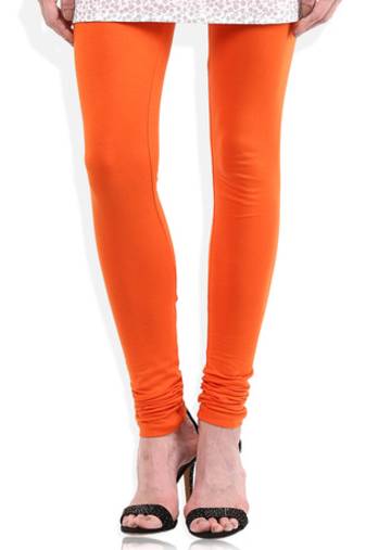 Orange cotton lycra stitched leggings