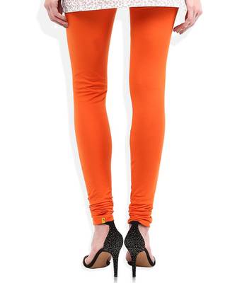Orange cotton lycra stitched leggings 4
