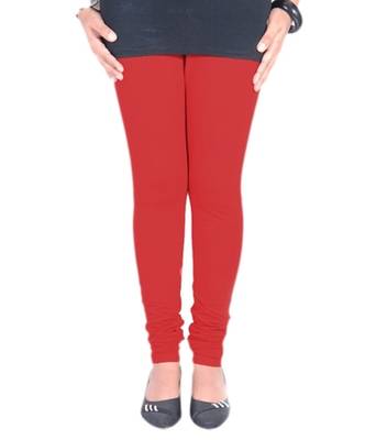 Red cotton lycra stitched leggings 1